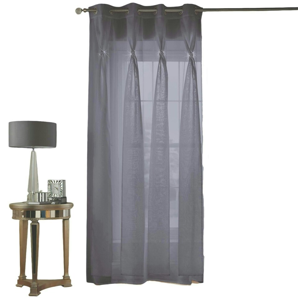 image 1 of Diana Dolly Voile Eyelet Curtain Panel - Silver - 145cm x 229cm