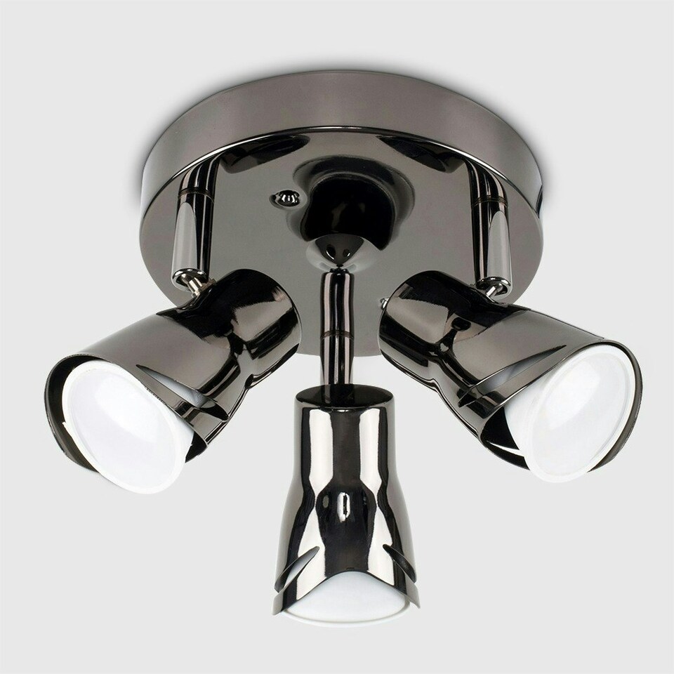 image 1 of ValueLights Modern Black Chrome 3 Way Sleek Round Adjustable Ceiling Spotlight