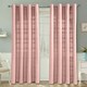 image 1 of Homescapes Cotton Rajput Ribbed Pink Curtain Pair - 54 x 54" Drop Pink