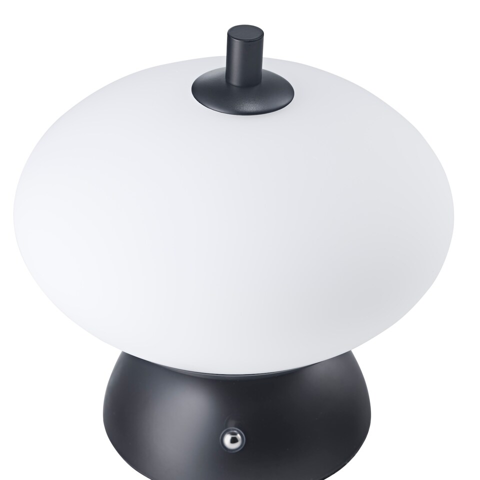 image 1 of Black Domed Rechargeable Touch Dimmable Table Lamp with Frosted Glass Shade | Black