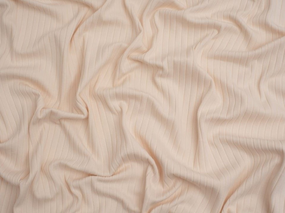 Minerva Core Range Cream Baby Soft Cotton Rib Stretch Knit Fabric for Dressmaking, 140cm / 55" Wide - per metre