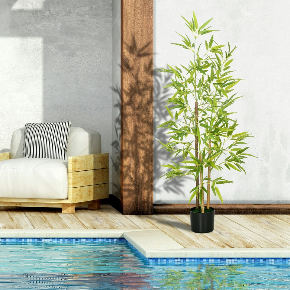 image 1 of Artificial Plant Bamboo Artificial Tree Height 120 cm with Pot