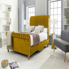 Epsol Crush Superking Bed Frame - Mustard Gold