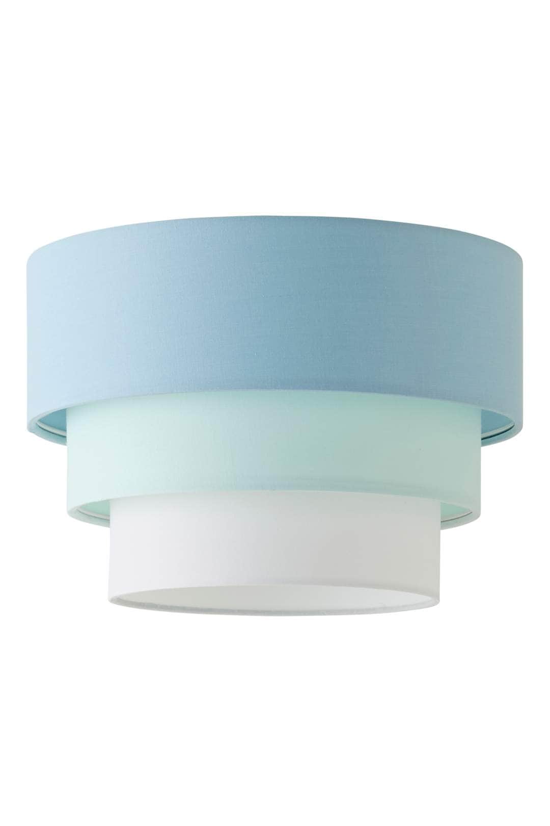 ValueLights Aztec Three Tier Easy Fit Fabric Ceiling Pendant Lamp Shade with Bulb in Duck Egg Blue