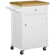 image 1 of HOMCOM Kitchen Cart Storage Trolley Wooden Cabinet with Drawer Cupboard Towel Rail White