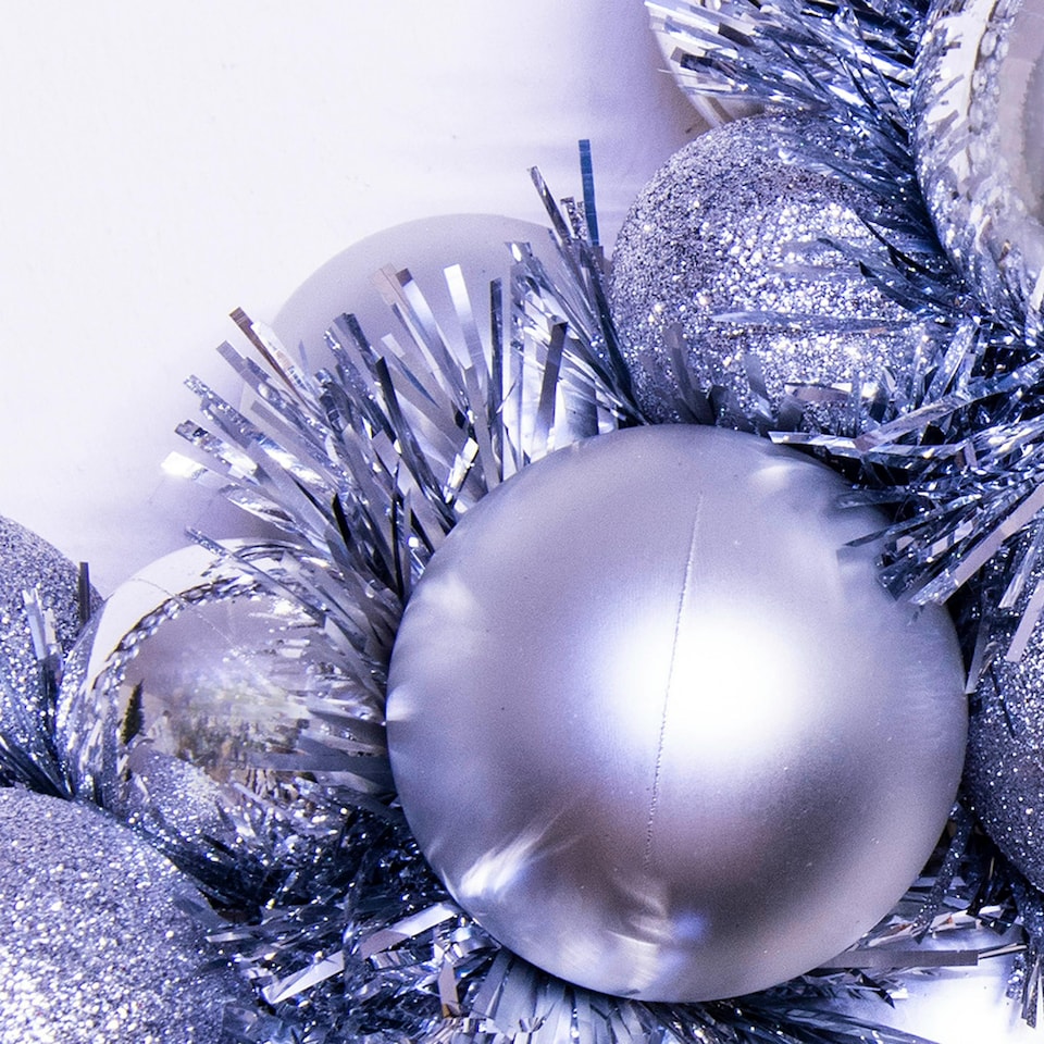 image 1 of Christmas Tree World 33cm Shatterproof Bauble Wreath - Silver