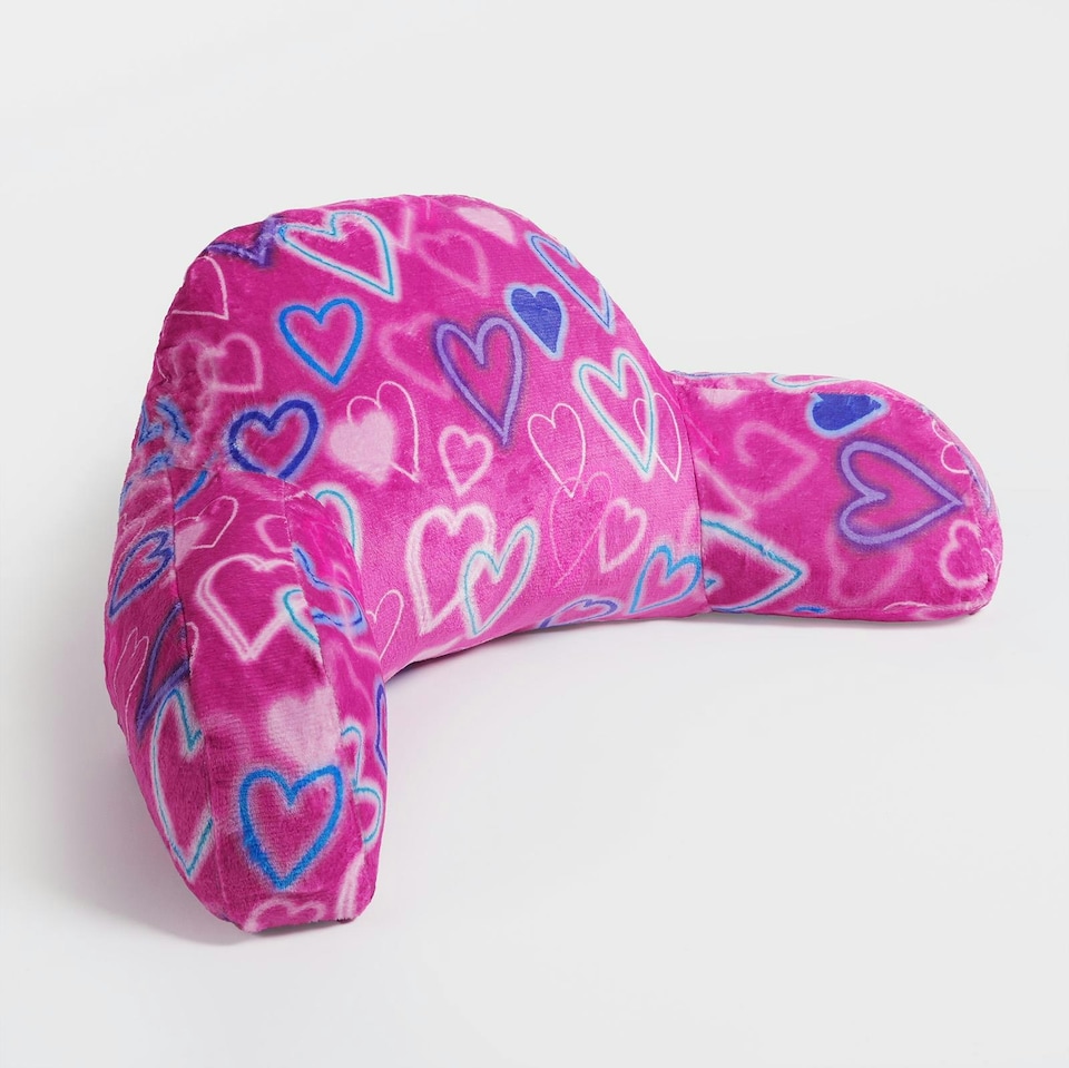 image 1 of OHS Kids Hearts Fleece Bed Reading Cuddle Cushion, 45x40cm - Pink