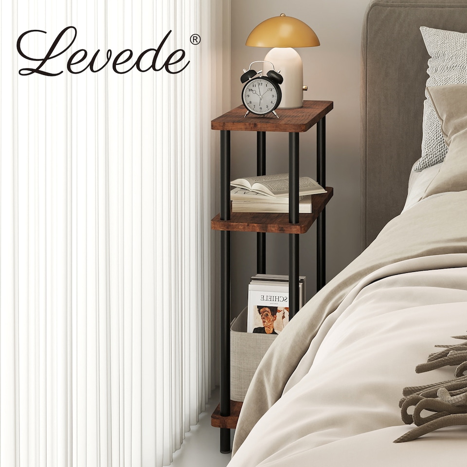image 1 of Levede Slim Side Table 3 Tier Narrow Sofa End Table Bedside Storage Stand