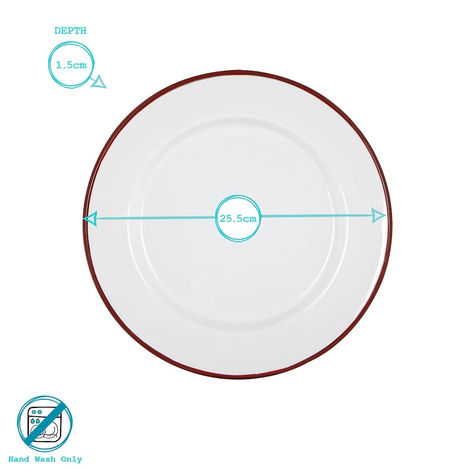 image 1 of Argon Tableware White Enamel Dinner Plates - 25.5cm - Red - Pack of 6