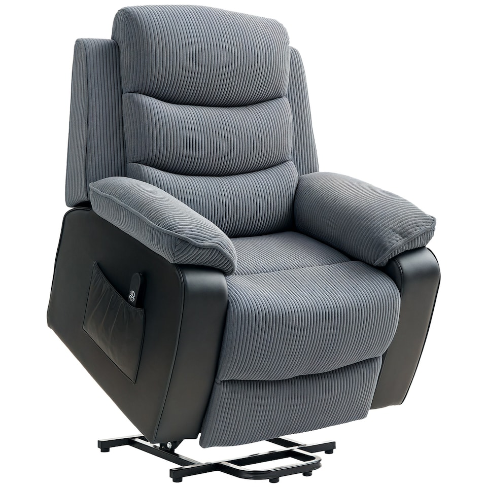 image 1 of HOMCOM Power Lift Riser and Recliner Chair with Remote Control, Dark Grey | Grey | One Size