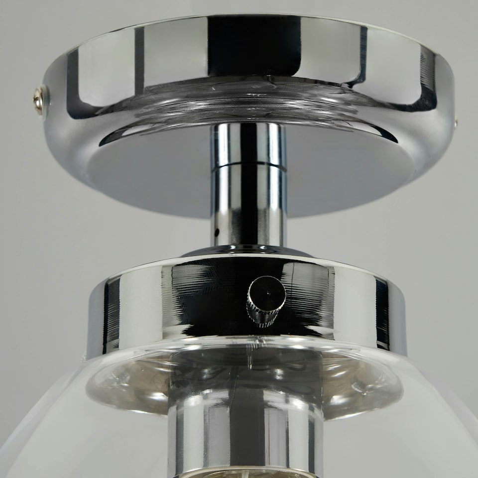 image 1 of BHS Zeta Clear Glass Bathroom Ceiling Pendant, Chrome | Silver | Chrome | 1