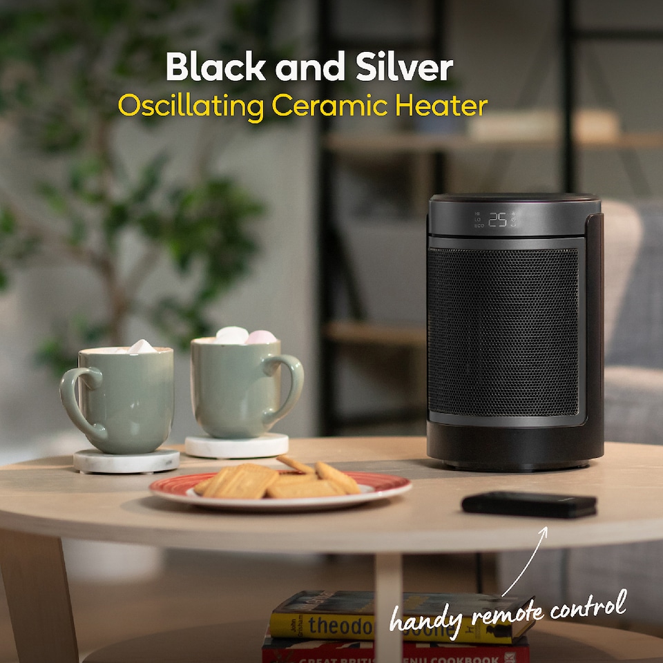 image 1 of Russell Hobbs RHCH2002S Space Heater in Black & Silver Round 1500W Portable Electric Heater