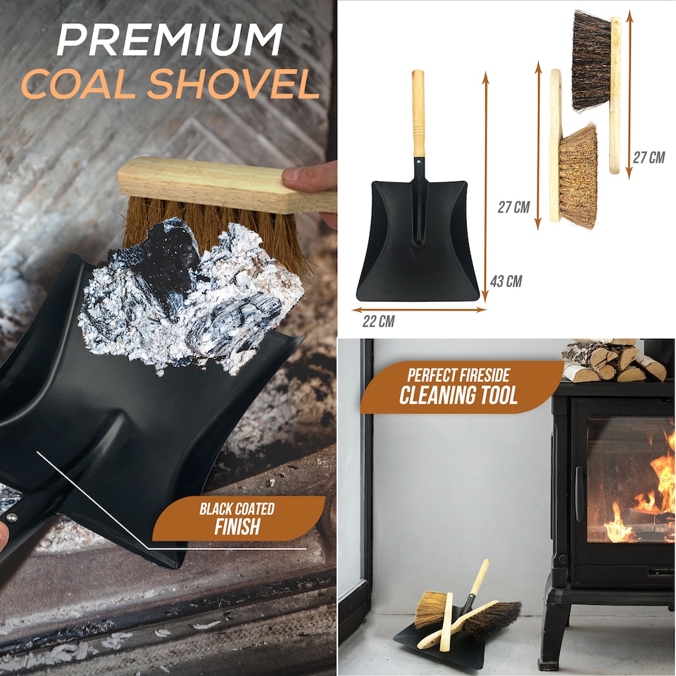 image 1 of Heavy Duty Brush and Shovel Set with Soft and Stiff Hand Brushes