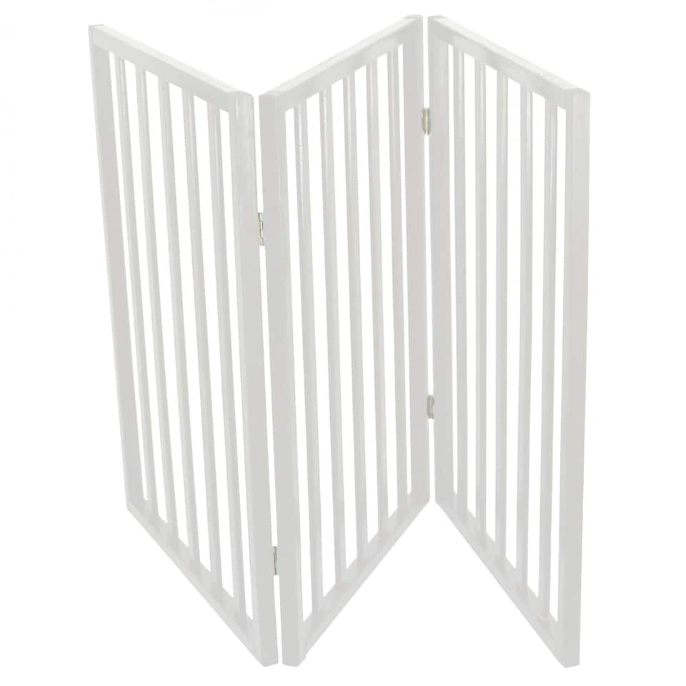 image 1 of Oypla White Dog Safety Folding Wooden Pet Gate Portable Indoor Barrier