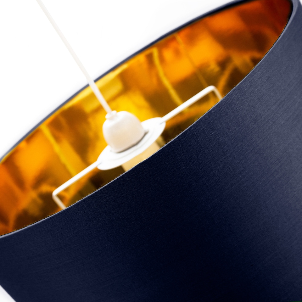 image 1 of Contemporary Blue Cotton 14 Table/Pendant Lamp Shade with Shiny Copper Inner | Blue