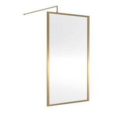Balterley Toughened Safety Glass Wetroom Screen with Support Bar | Copper | Brushed Brass