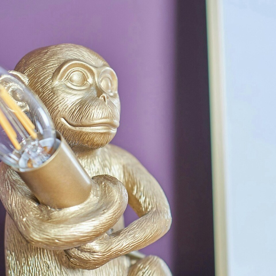 image 1 of ValueLights Baby Monkey Gold Table Lamp