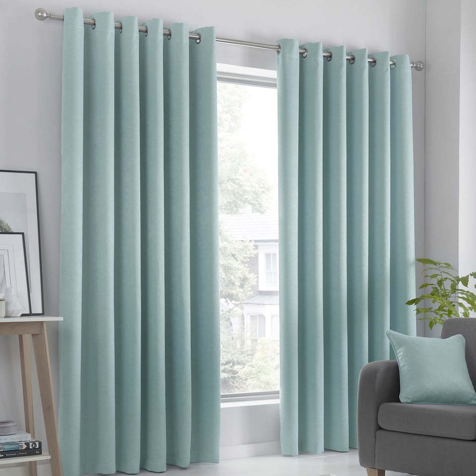 image 1 of Fusion Strata Eyelet Curtains Duck Egg