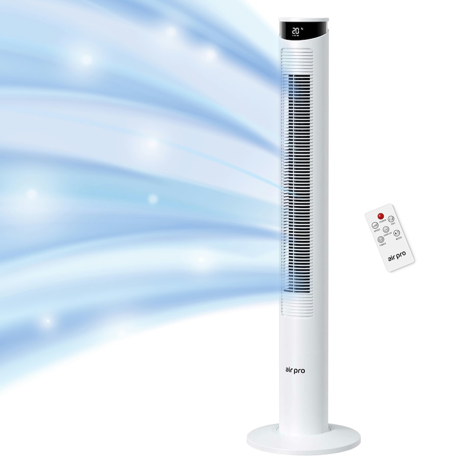 image 1 of Air Pro Smart 46" Tower Fan - Oscillating Bladeless Fan with Remote Control - White