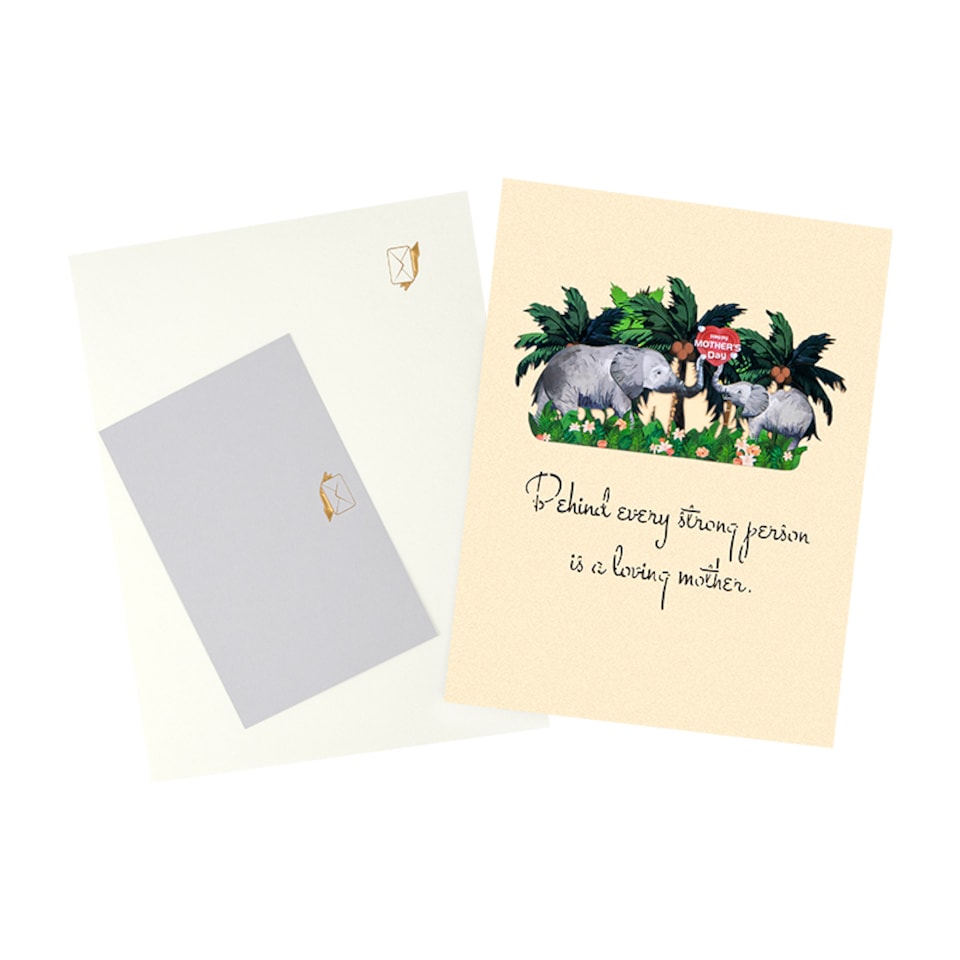 image 1 of Elephants in Green Foliage Scene 3D Pop Up Mother’s Day Card