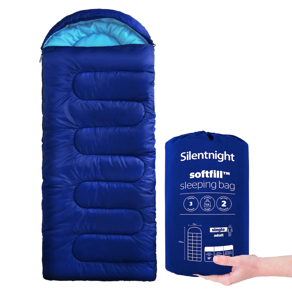 image 1 of Silentnight Camping Sleeping bag 3 Season, Lightweight, Blue