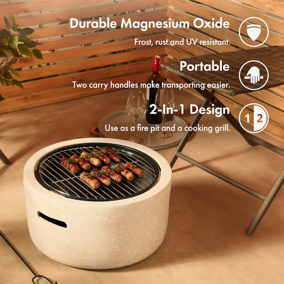 image 1 of VonHaus Fire Pit MgO Material Use Wood or Charcoal