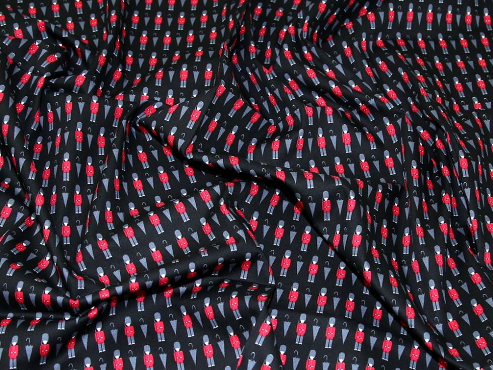 John Louden Black 100% Cotton Poplin Dressmaking Fabric, 112.5cm / 44" Wide - per metre