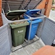 image 4 of 1.35m x 1.14m Large Grey Wooden Outdoor Garden Double Wheelie Bin Store Storage for 2 Bins with Back Panels