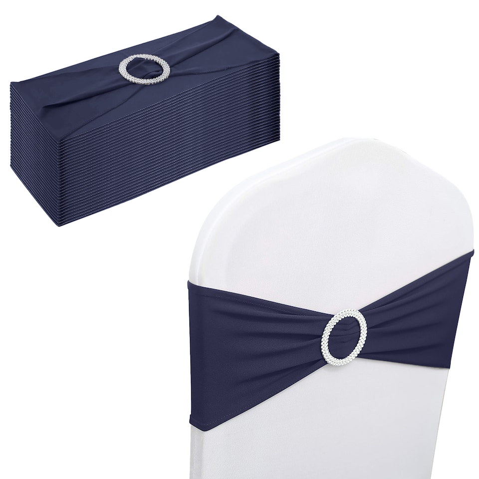 image 1 of 13"x5" Spandex Chair Bands with Slider Buckle, Elastic Chair Sash - 10pcs
