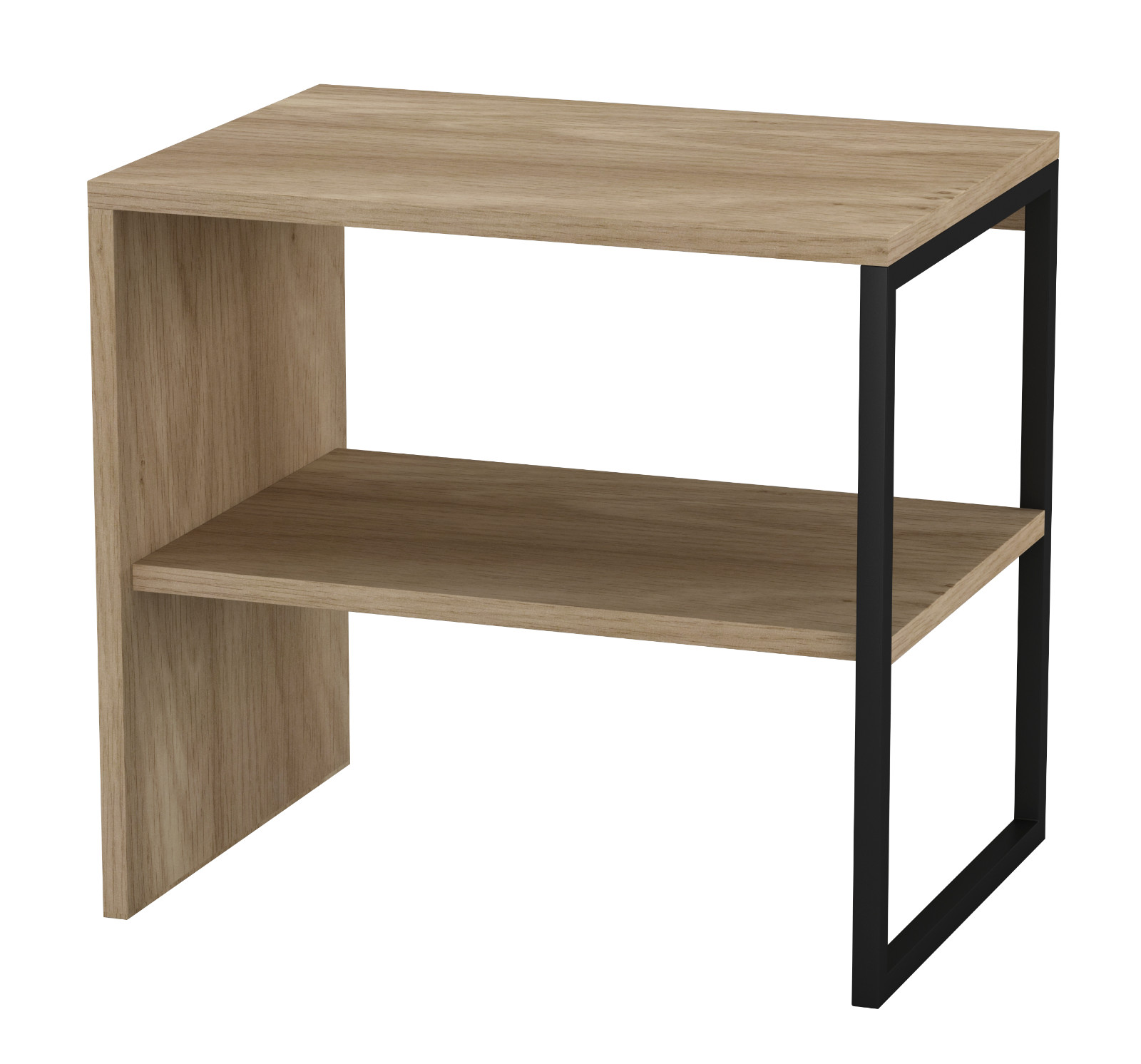 URBNLIVING 40cm Wood And Steel Sofa Side Table With Open Storage