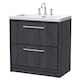 image 1 of Balterley Longnor 2 Drawer Floor Standing Vanity Unit with 3 Tap Hole Modern Fireclay Basin, Woodgrain Graphite Grey, 800mm