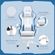 image 7 of Vinsetto Computer Gaming Chair, PU Leather Office Desk Chair with Footrest, Swivel Wheels, 135 Reclining Back, Lumbar Support, Headrest for Home, White and Blue