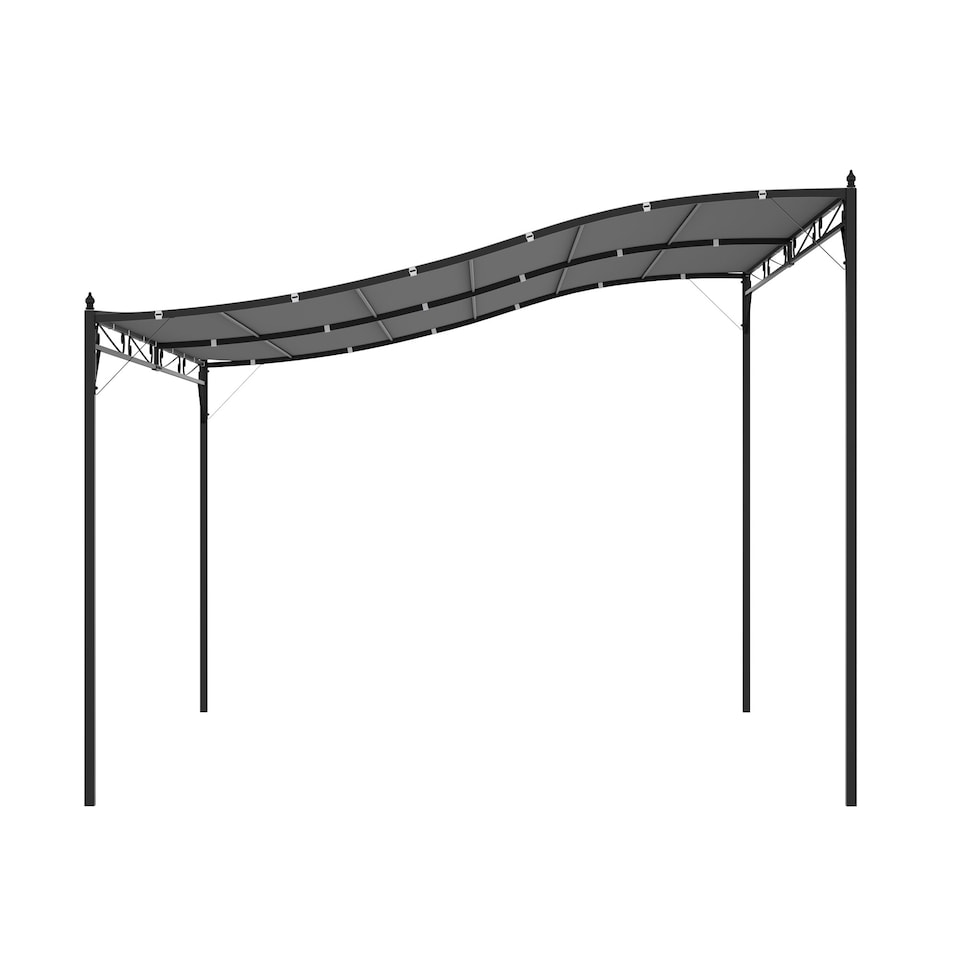 image 1 of Outsunny 4 x 3 Meters Canopy Metal Wall Gazebo Awning Garden Marquee Shelter Door Porch  Grey