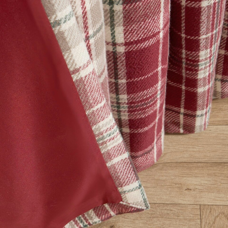 image 1 of OHS Dorest Woven Check Thermal Blackout Lined Eyelet Curtains, 66x54" - Red