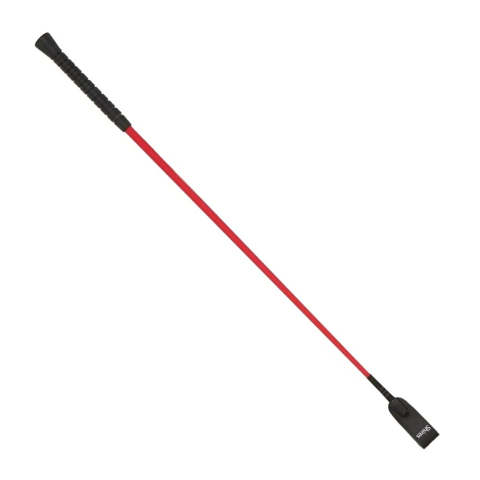 image 1 of Shires Plain Leather Horse Dressage Whip - Red - 26.5in