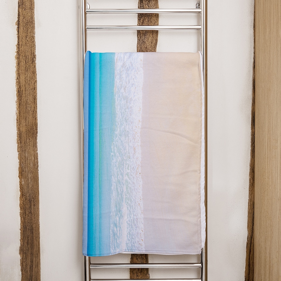 image 1 of Nature landscape view of beautiful tropical beach and sea in sunny day Designer Bath Towel | Multi