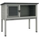 image 1 of PawHut Wooden Guinea Pig Hutch, Small Animal Cage w/ Tray & Roof, Grey