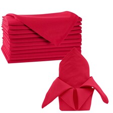 10pcs Red 100% Polyester Table Napkins with Hemmed Edges - 20 Inch