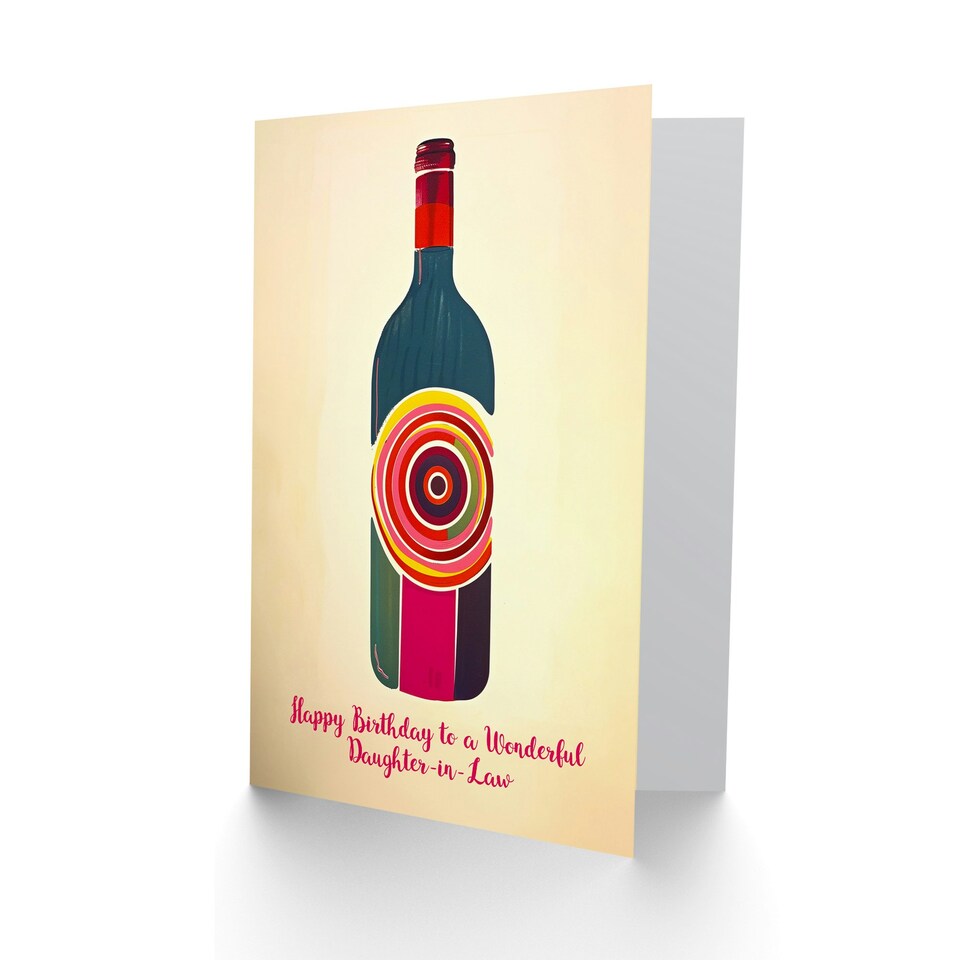 image 1 of Law Fun Funky Wine Bottle Party Red White Daughter-in-Law Birthday Card