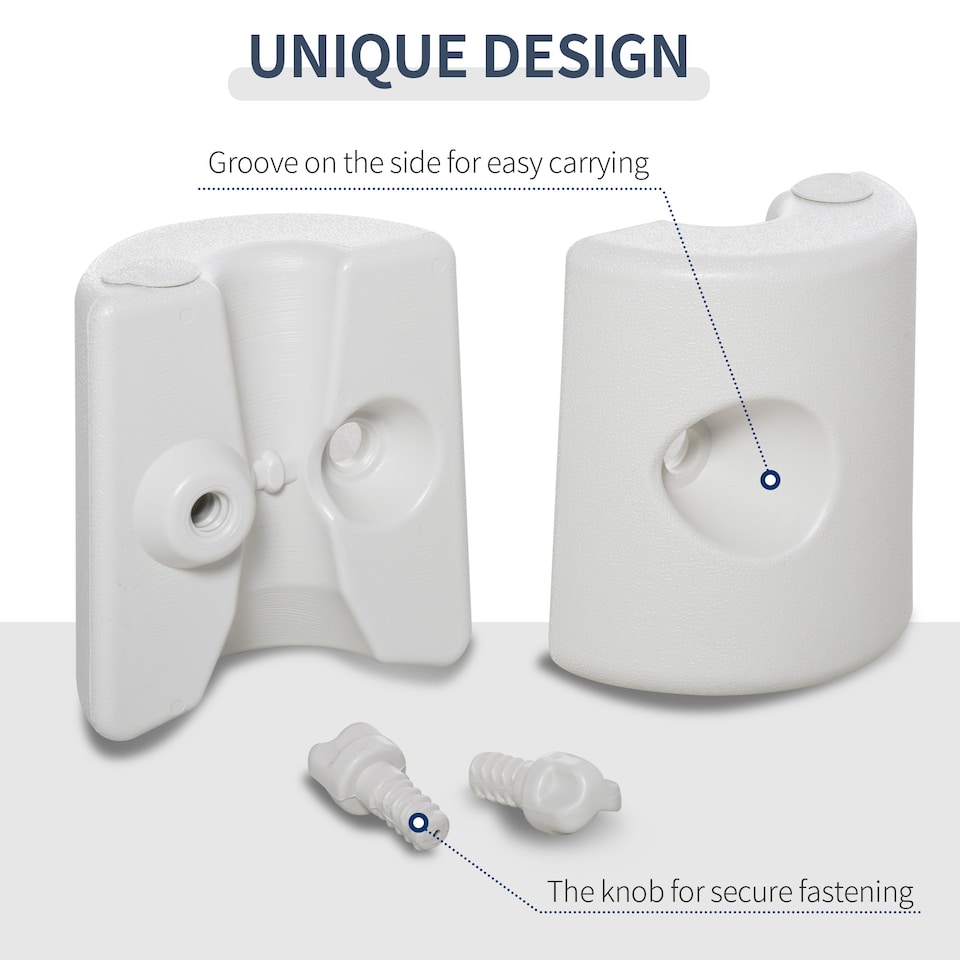 image 1 of Outsunny 4 Pack 36 kg Gazebo Weights, Canopy Tent Weights with Rapid Clip, Gazebo Leg Weights Fill with Sand or Water, White