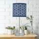 image 5 of First Choice Lighting Set of 2 Chrome Stick Table Lamps with Navy Blue Laser Cut Shades Chrome | Blue