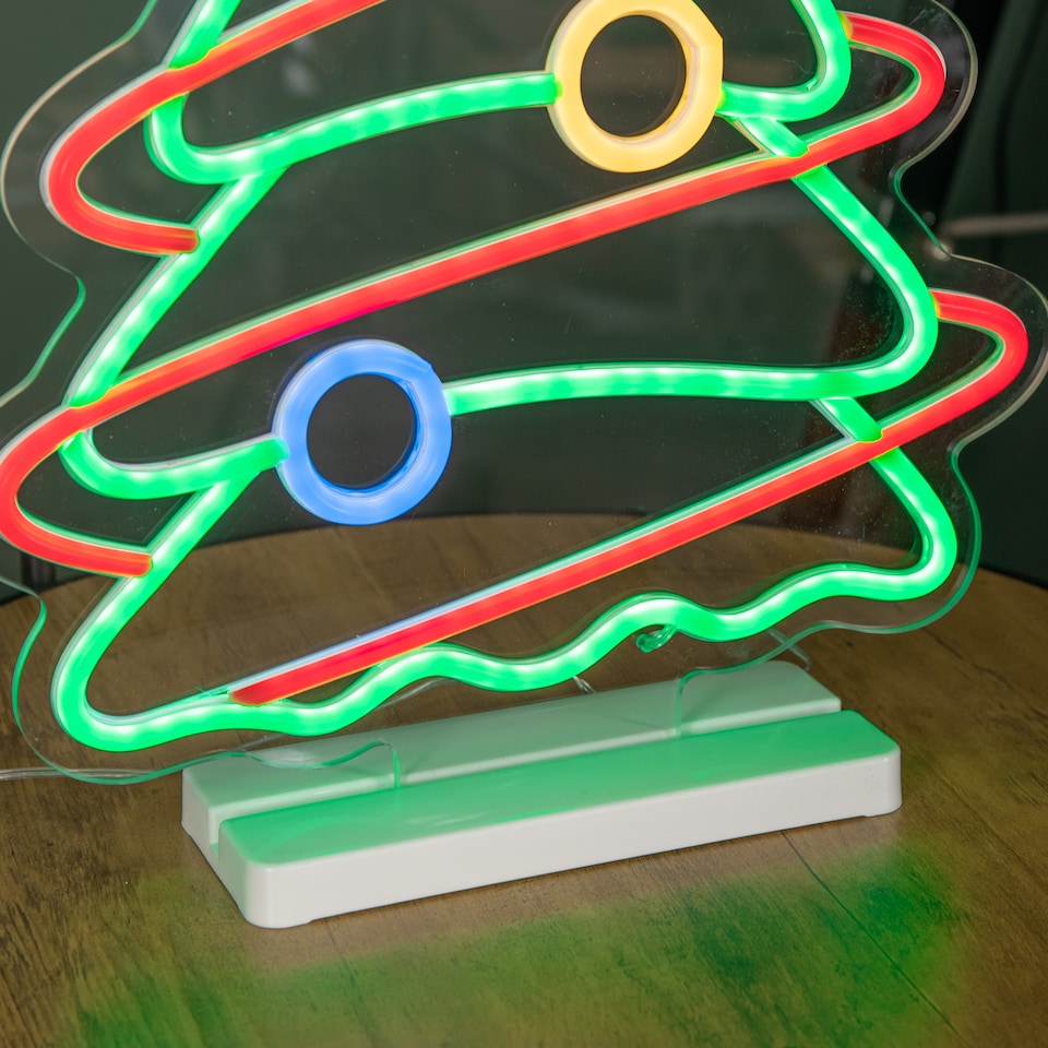 image 1 of 45cm Light up Neon Effect Christmas Tree with Base in Multi-Coloured