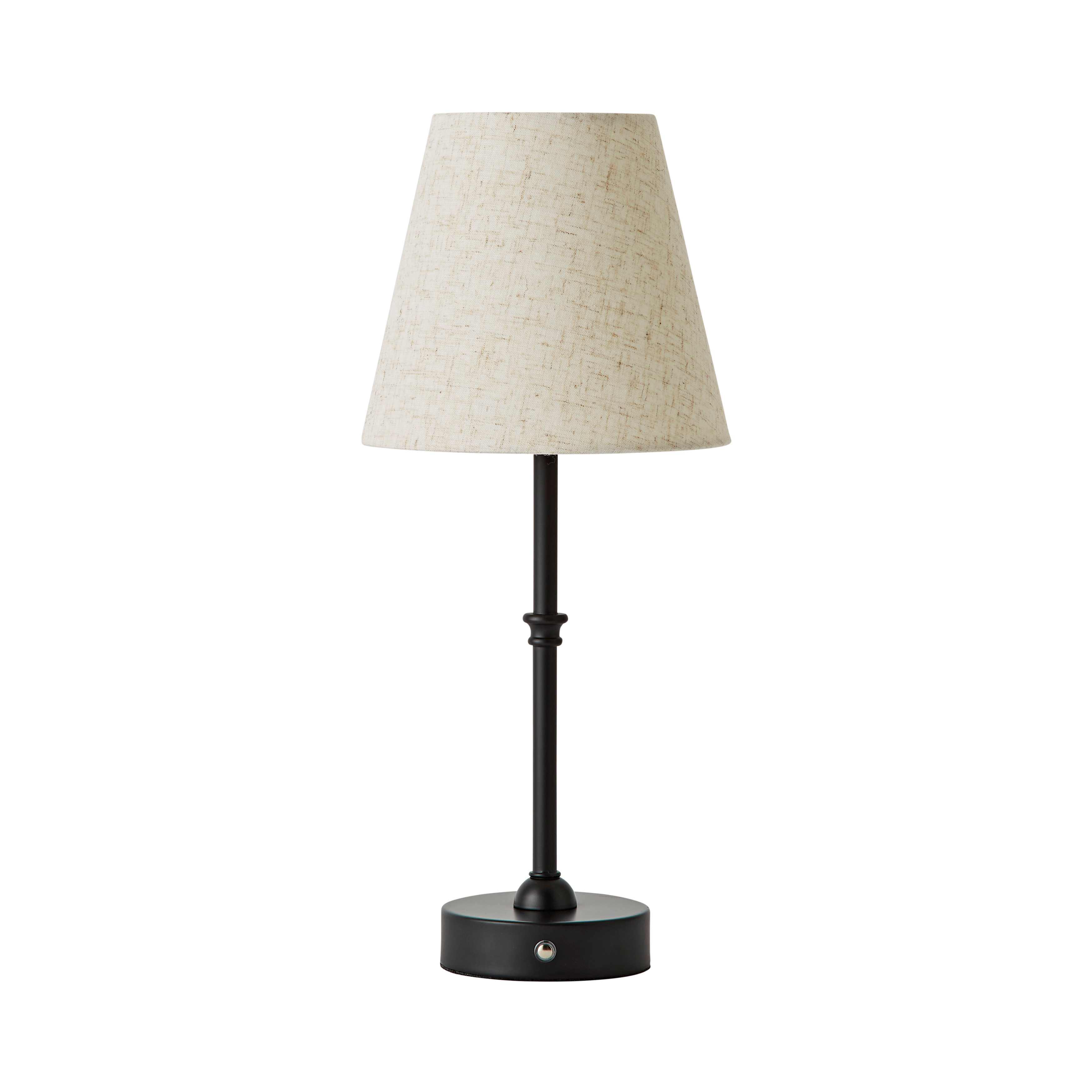 ValueLights Lowe Black Rechargeable Table Lamp Linen Shade