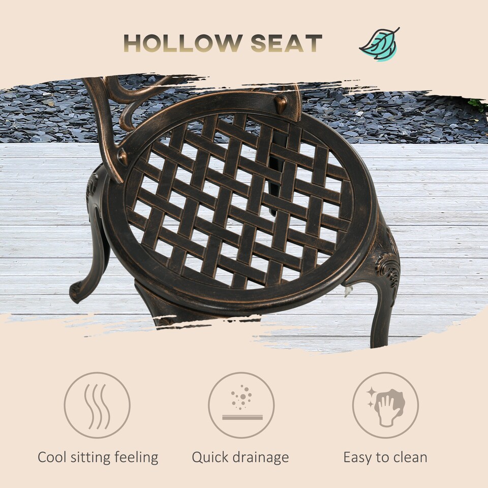 image 1 of Outsunny 3 Piece Patio Bistro Set Outdoor Table Set with Umbrella Hole Bronze