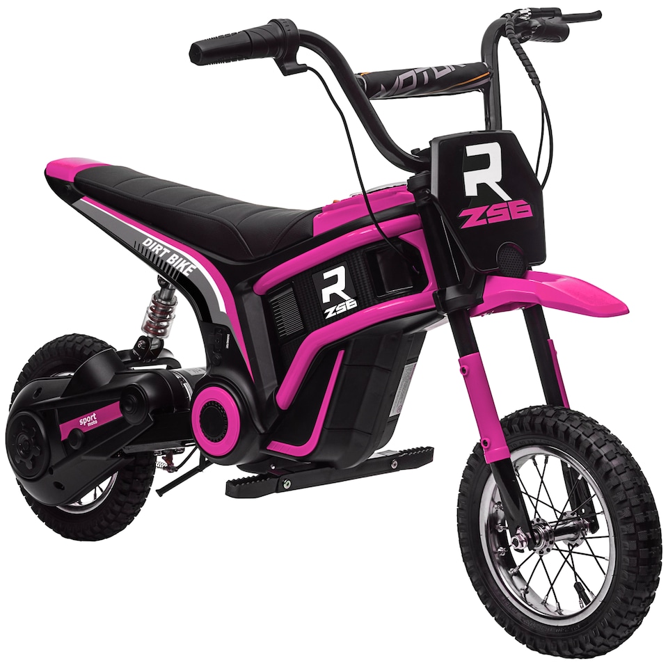 image 1 of HOMCOM 24V Kids Electric Motorbike with Twist Grip Throttle, Music, Horn, 12 Pneumatic Tyres, Max Speed 16kmithh, for Ages 8-12 Years - Pink