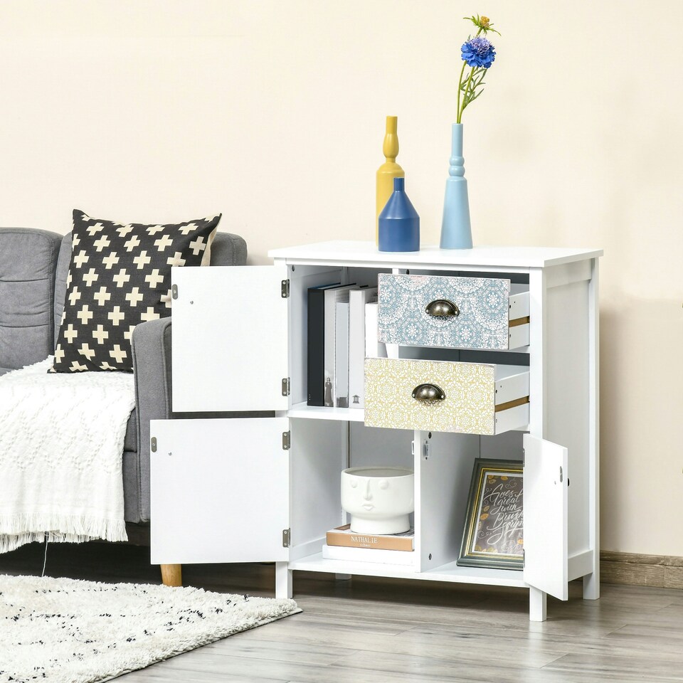 image 1 of HOMCOM 5 Drawer Table Multi-purpose Storage Chest Sideboard Retro Style Entryway