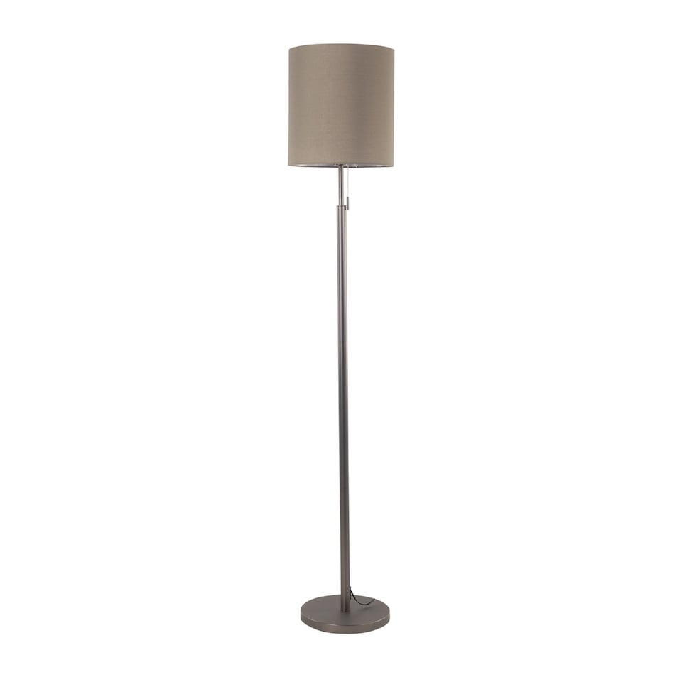 image 1 of Verta - Pewter Floor Lamp with Matching Silk Shade Grey | Grey