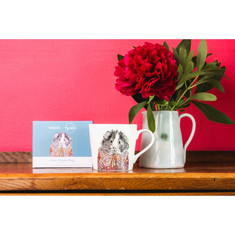 image 1 of Mikasa x Tipperleyhill Guinea Pig Print Porcelain Mug, 380ml | White