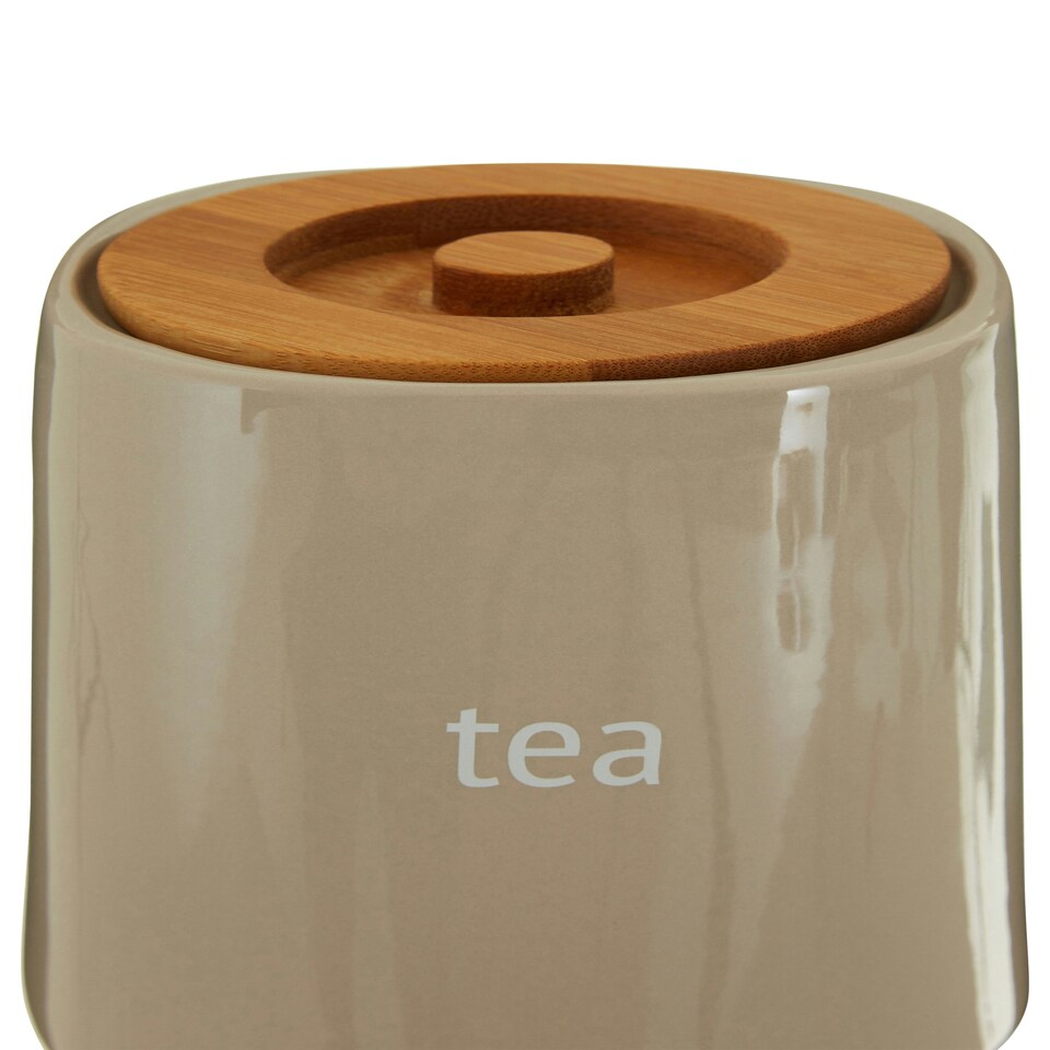 image 1 of Interiors By Premier Functional Design Beige Ceramic Tea Canister, Chic Design Ceramic Canister, Durable Canister For Ingredients