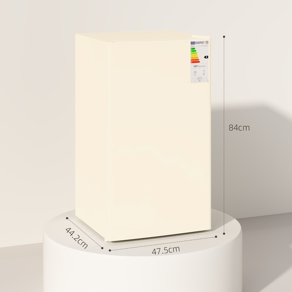 image 1 of HOMCOM 91L Freestanding Under Counter Fridge Beige | Yellow